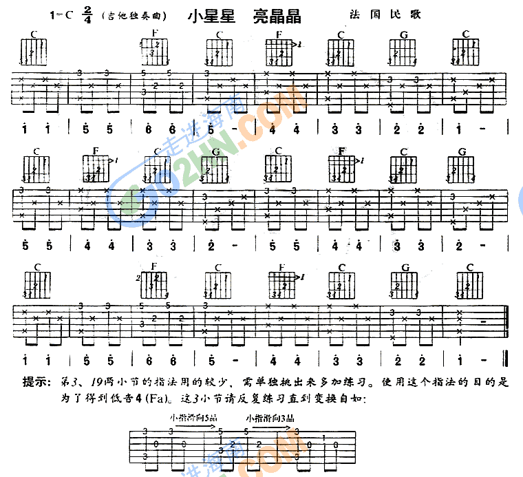 小星星吉他简谱_小星星吉他简谱数字(2)